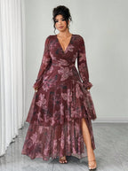 Plus-Size Floral Chiffon Maxi Dress