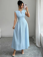 Pleated V-Neck Maxi Dress