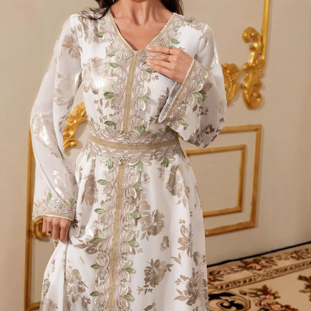 White Lace Chiffon Maxi Dress