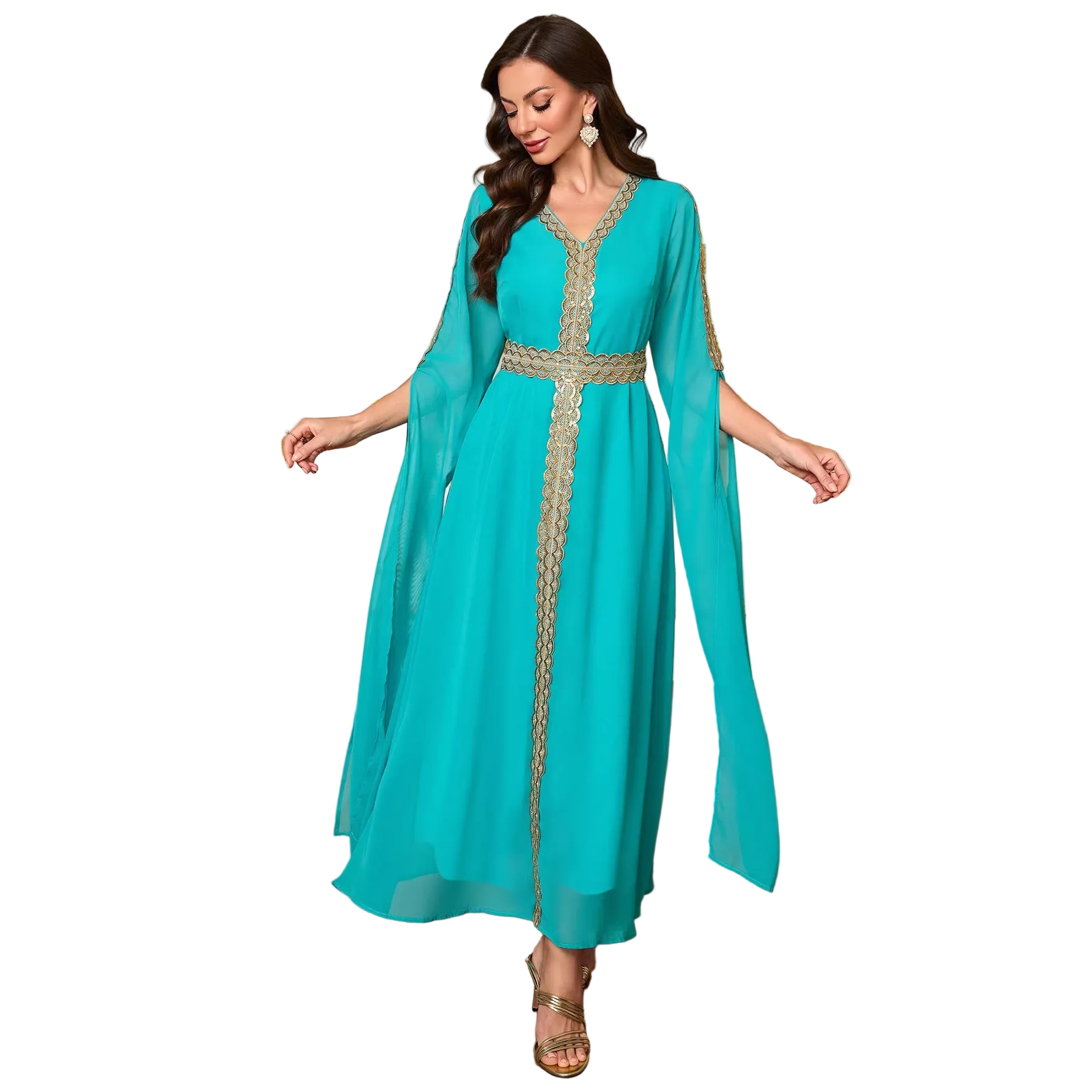 Shawl-Sleeve Robe Maxi Dress for women with long sleeves Hauptbild