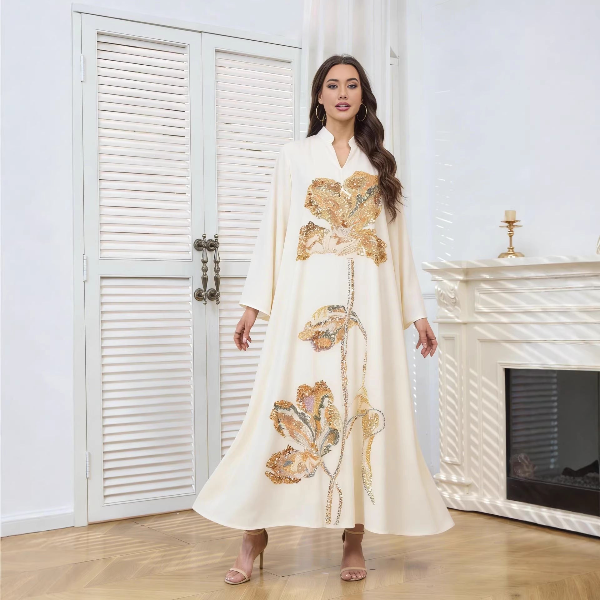 Sequin Beaded Embroidered Maxi Dress Main image