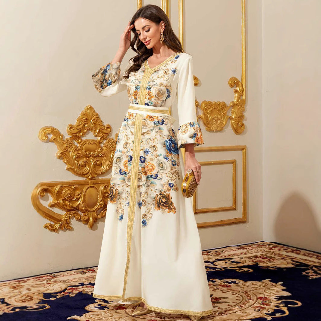 V-Neck Printed Belted Maxi Dress Secondary image