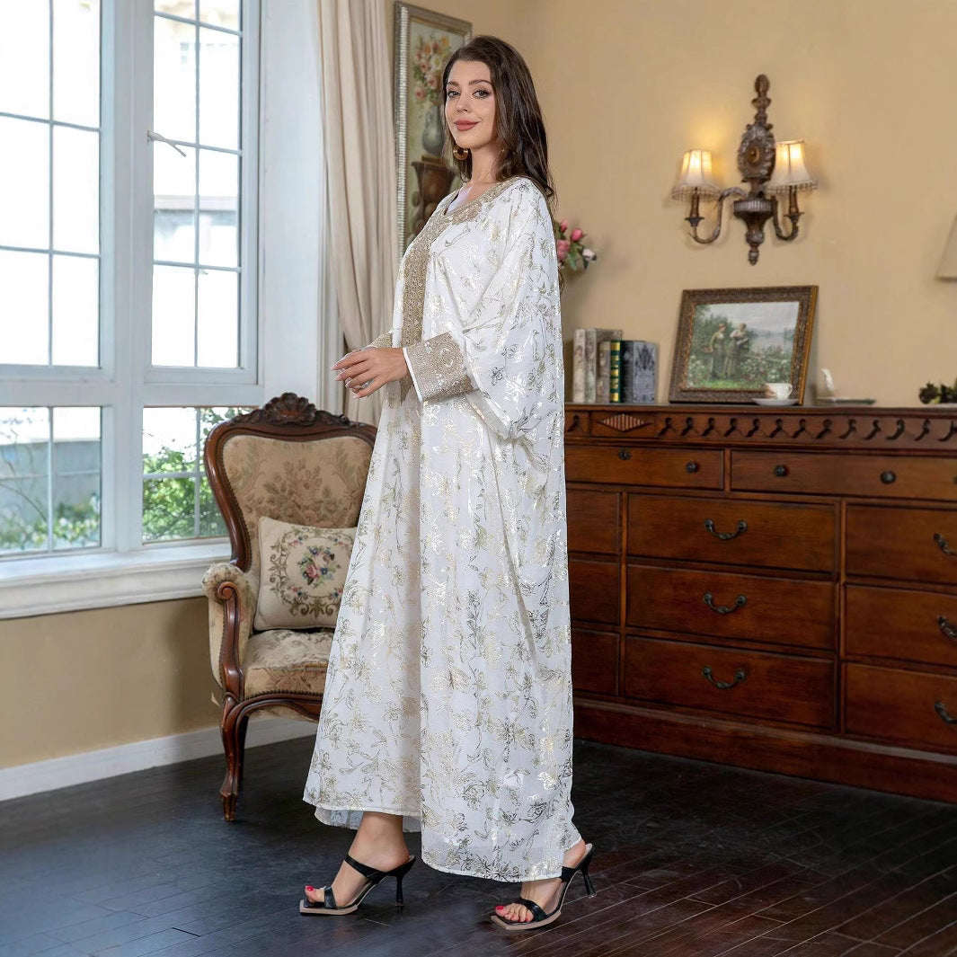 Round-Neck Long-Sleeve Maxi Dress