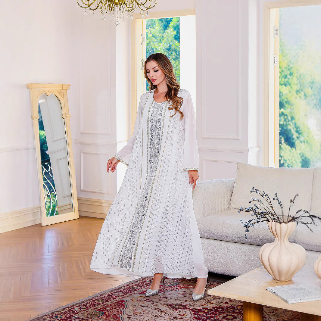 Printed Embroidered Robe Maxi Dress Main image