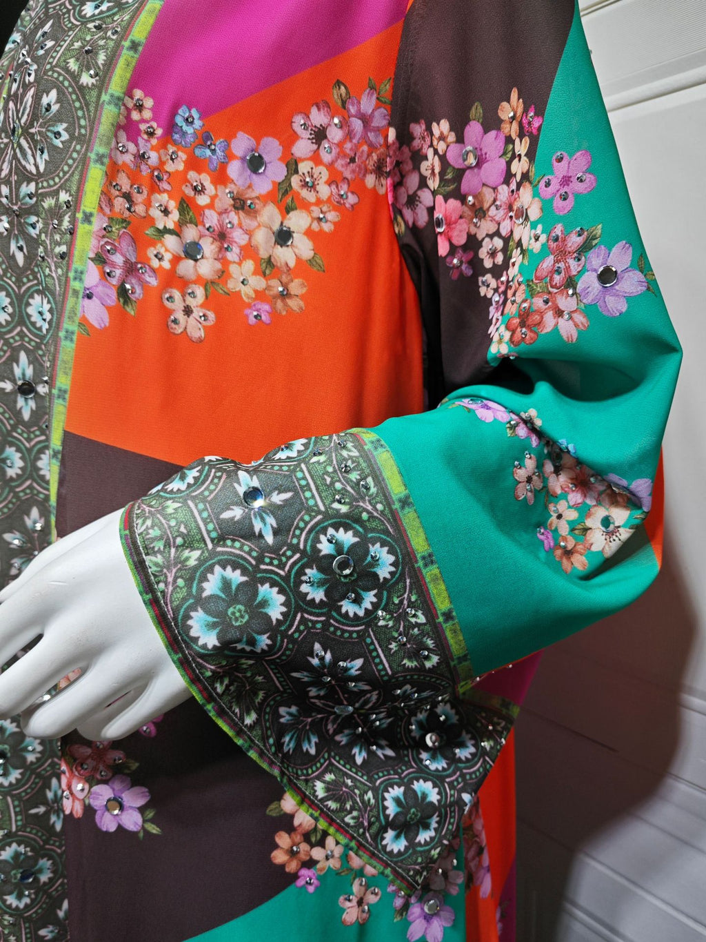 Rhinestone Printed Maxi Dress
