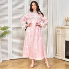 Round-Neck Lace Long-Sleeve Maxi Dress