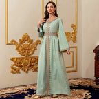 V-Neck Belted Maxi Dress