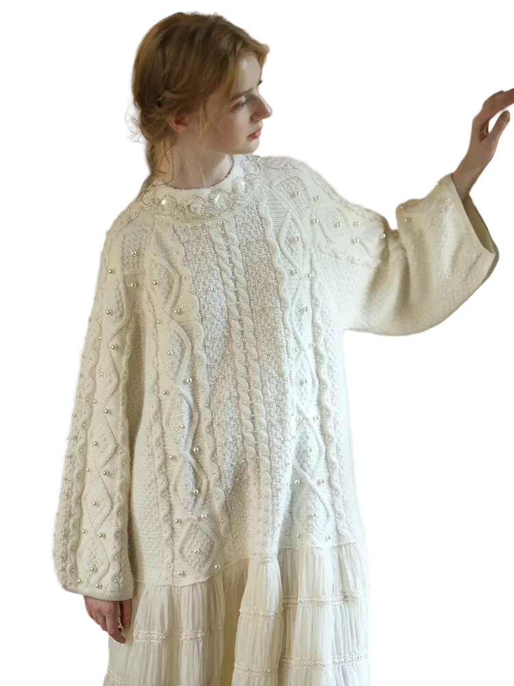 Beaded Wool Sweater Dress for women