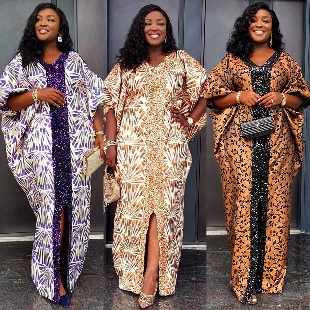 Maxikleid mit afrikanischem Perlenstickmuster Hauptbild