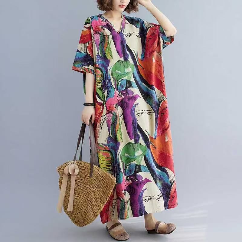 Lightweight V-Neck Full-Skirt Beach Dress Main image