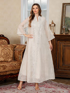 Beaded Embroidered Chiffon Maxi Dress