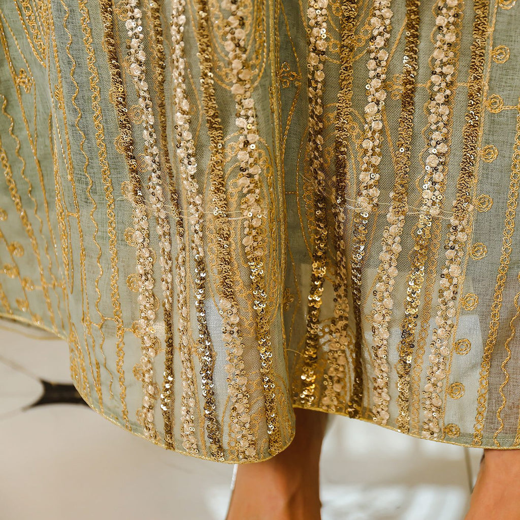 Sequined Embroidered Robe Maxi Dress