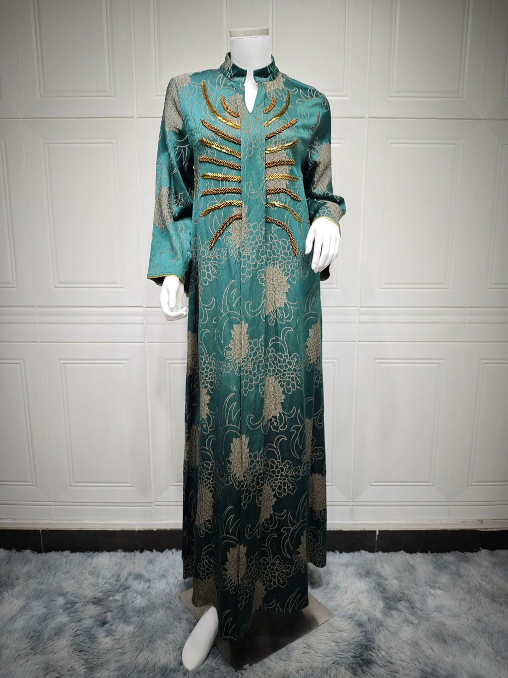Embroidered V-Neck Maxi Dress