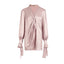 Pleated Satin V-Neck Slim Dress in Light Purple