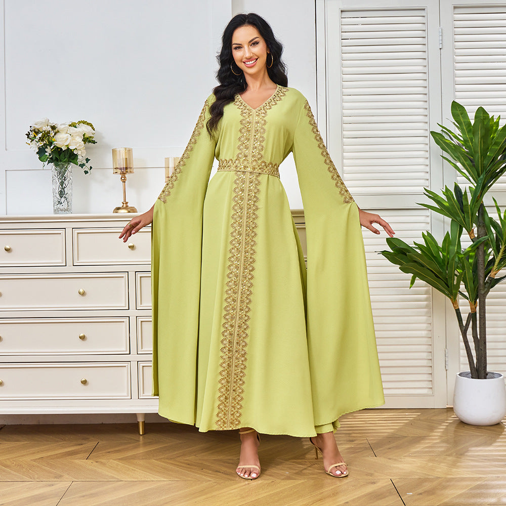 V-Neck Long-Sleeve Maxi Dress