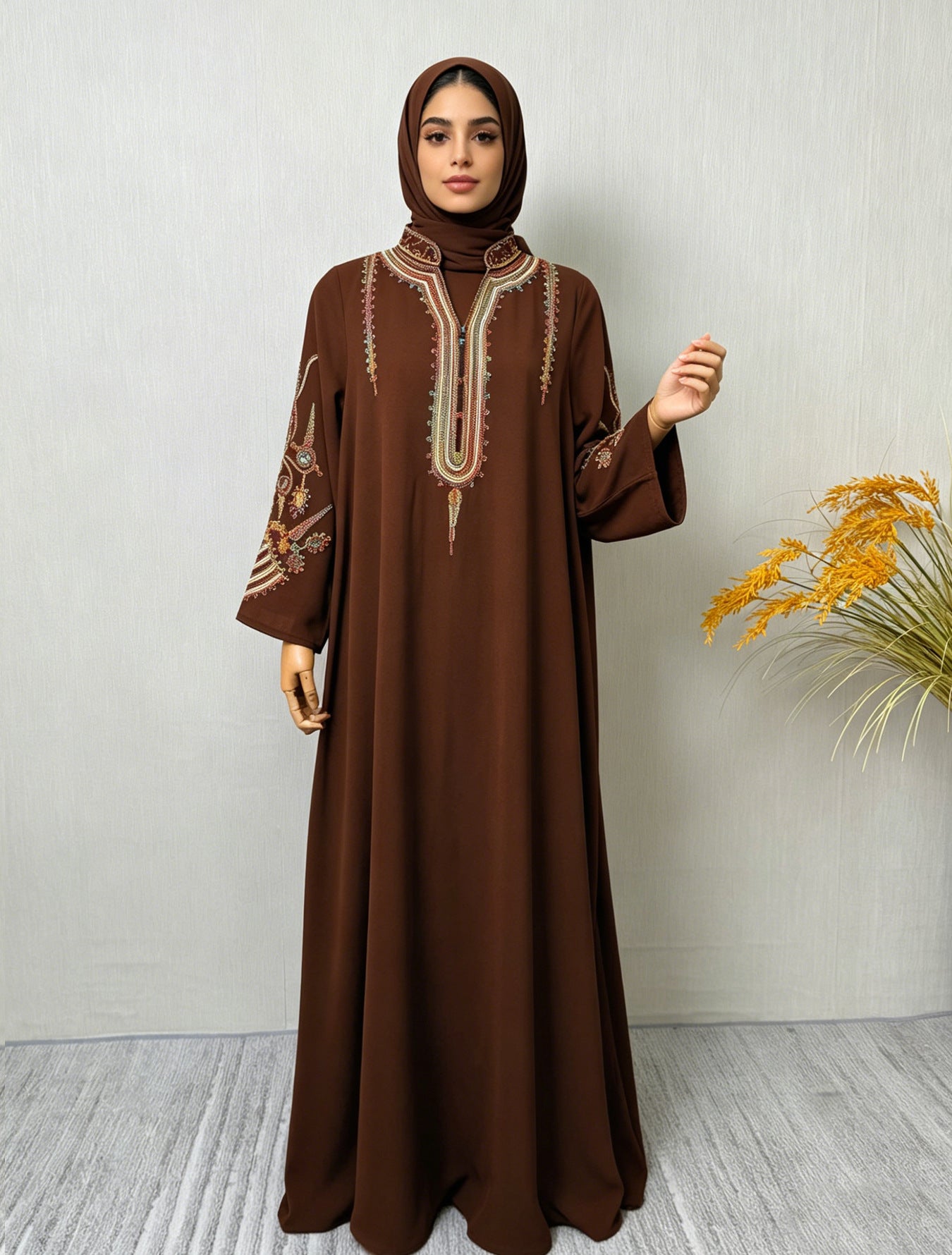 Embroidered Robe Dress