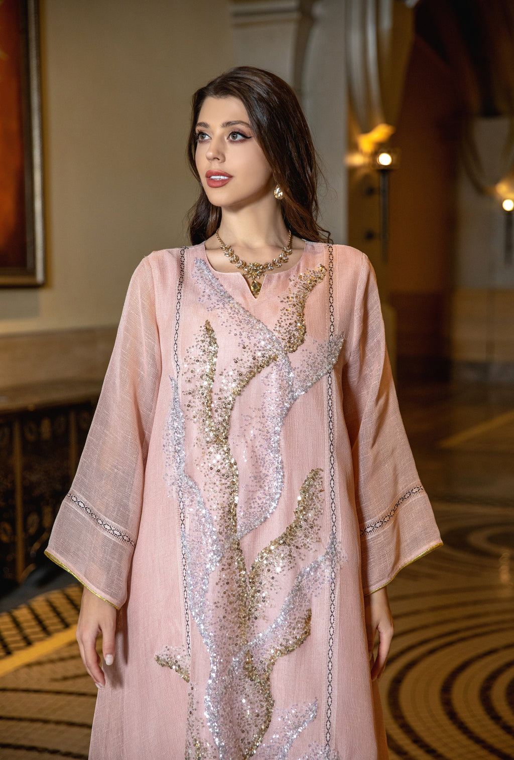 Sequin Mesh Maxi Dress