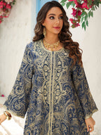 Lace-Up Kaftan Maxi Dress