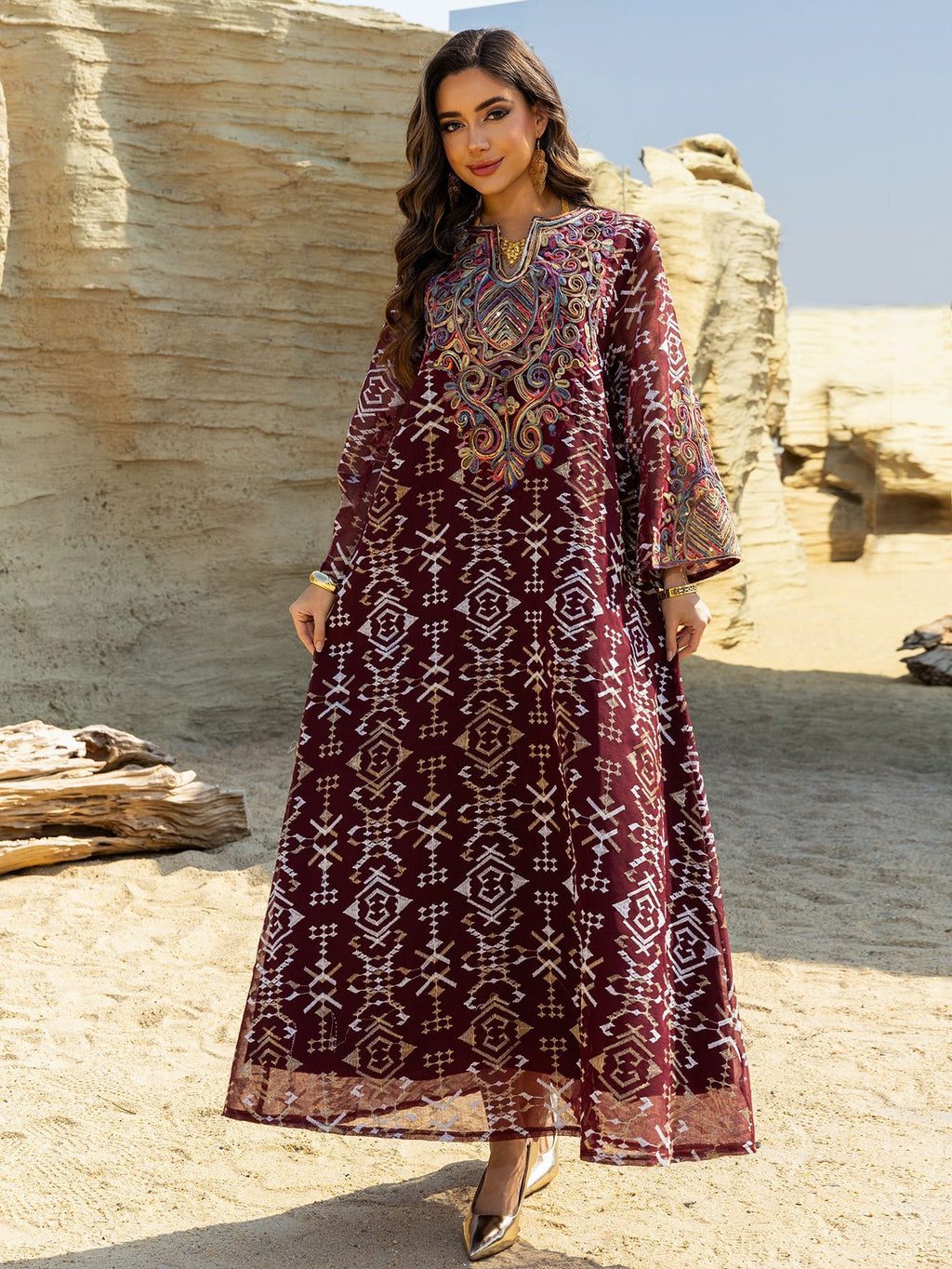 Mesh Patchwork Maxi Dress