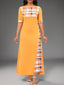 Color-Block Round-Neck Irregular-Hem Maxi Dress for Women, Plus Size