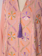 V-Neck Tassel Long-Sleeve Maxi Dress