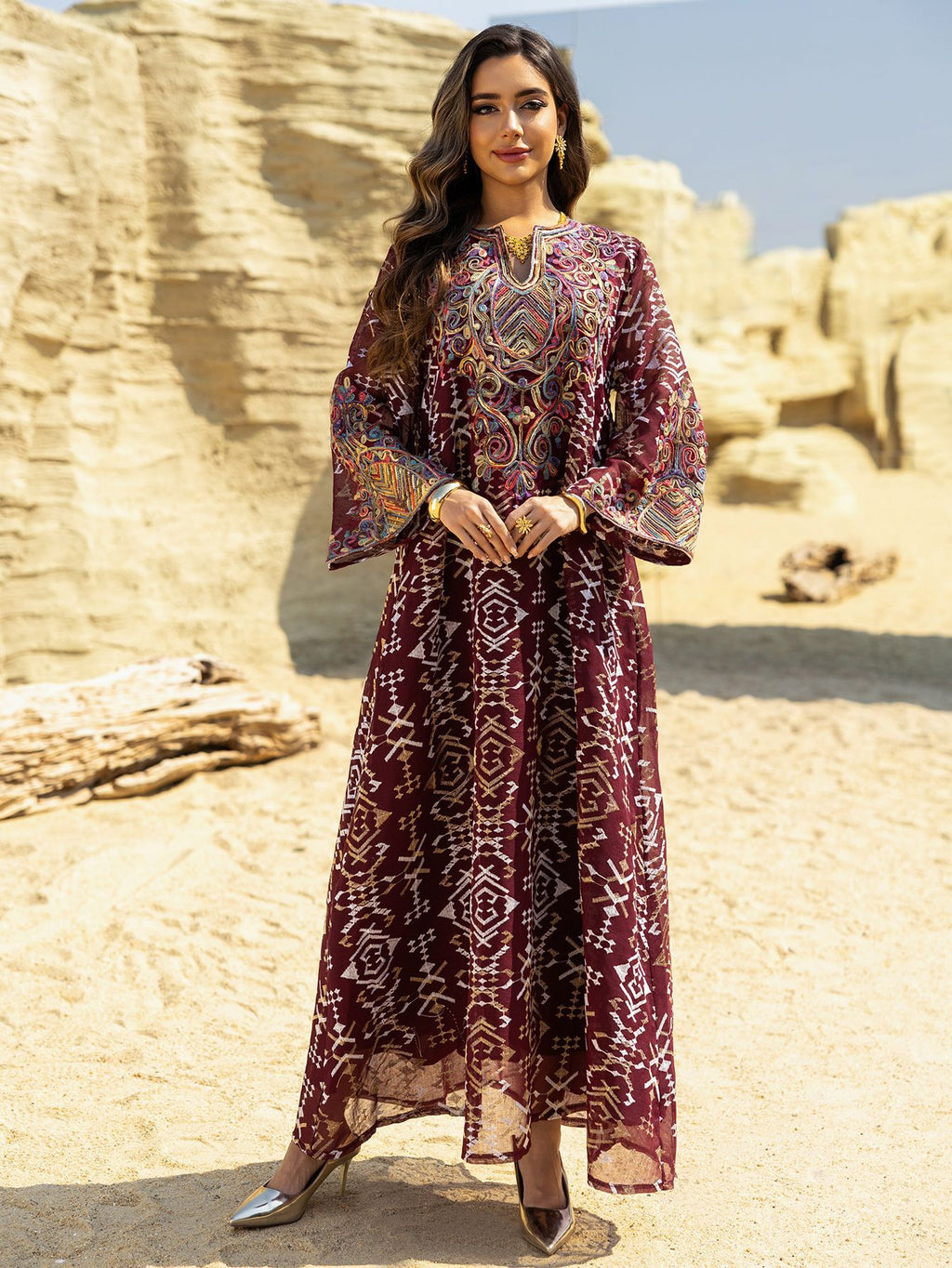 Mesh Patchwork Maxi Dress