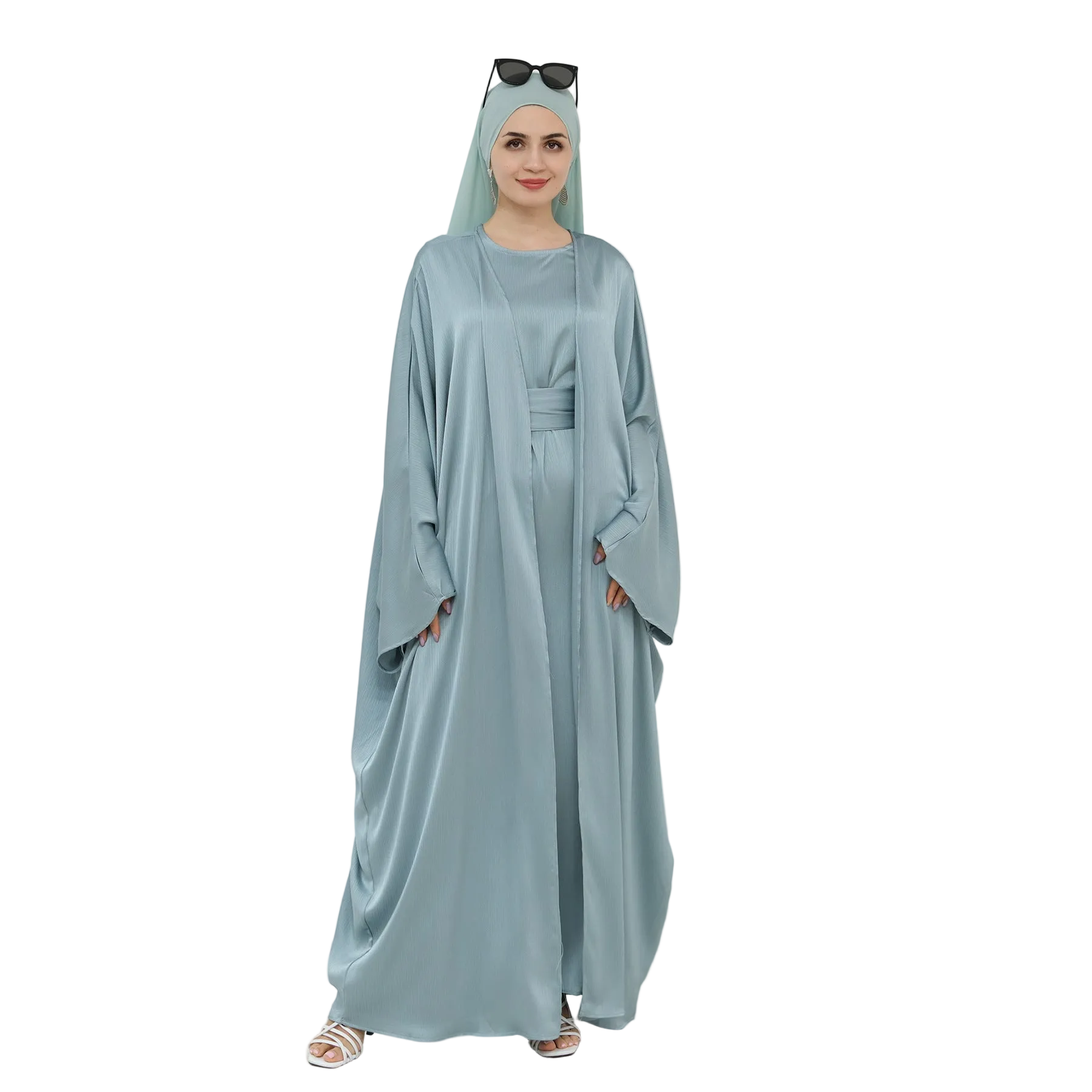 Long-Sleeve Two-Piece Abaya Dress Set for women with long sleeves