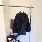 Handmade Layered Pleated Statement Coat for Women, Open Front