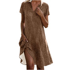 Polka Dot V-Neck Short Sleeve Casual Summer Dress for Women
