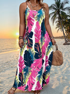 Printed Strapless Boho Maxi Beach Dress for Women, Plus Size