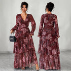 Floral Chiffon Maxi Dress, Plus Size
