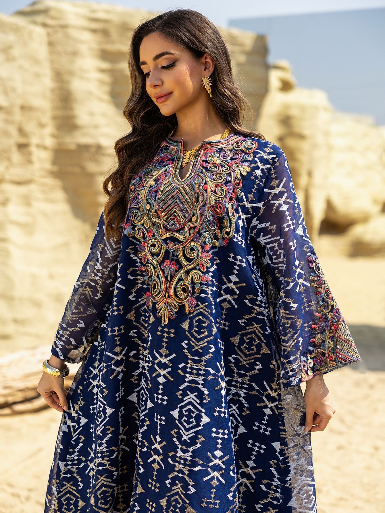 Mesh Patchwork Maxi Dress