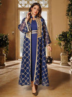 Embroidered Maxi Dress & Vest Set