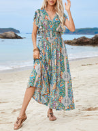 Printed V-Neck Maxi Dress