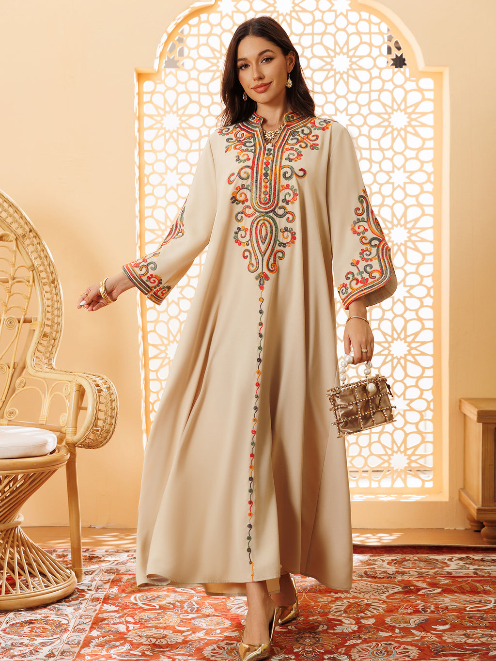 Embroidered Pullover Maxi Dress