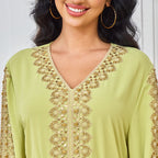 V-Neck Long-Sleeve Maxi Dress