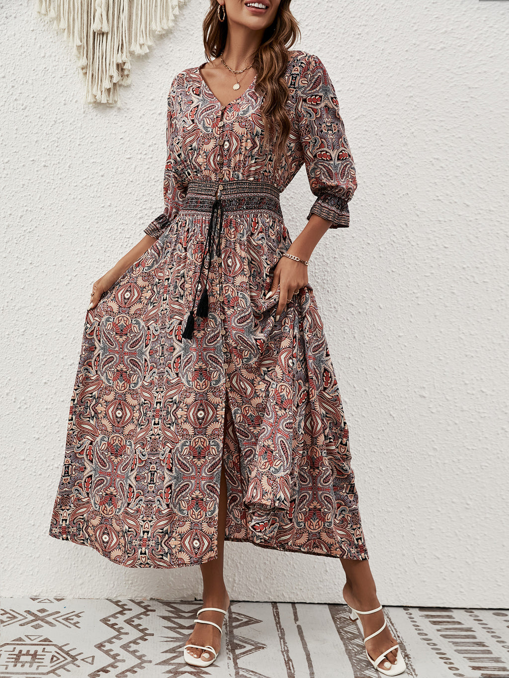 Printed A-Line Maxi Dress