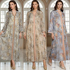 V-Neck Loose Long-Sleeve Maxi Dress