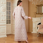 Burgundy Embroidered Applique Maxi Dress