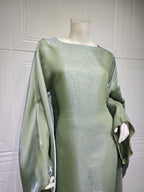 Shiny Satin Belted Maxi Dress