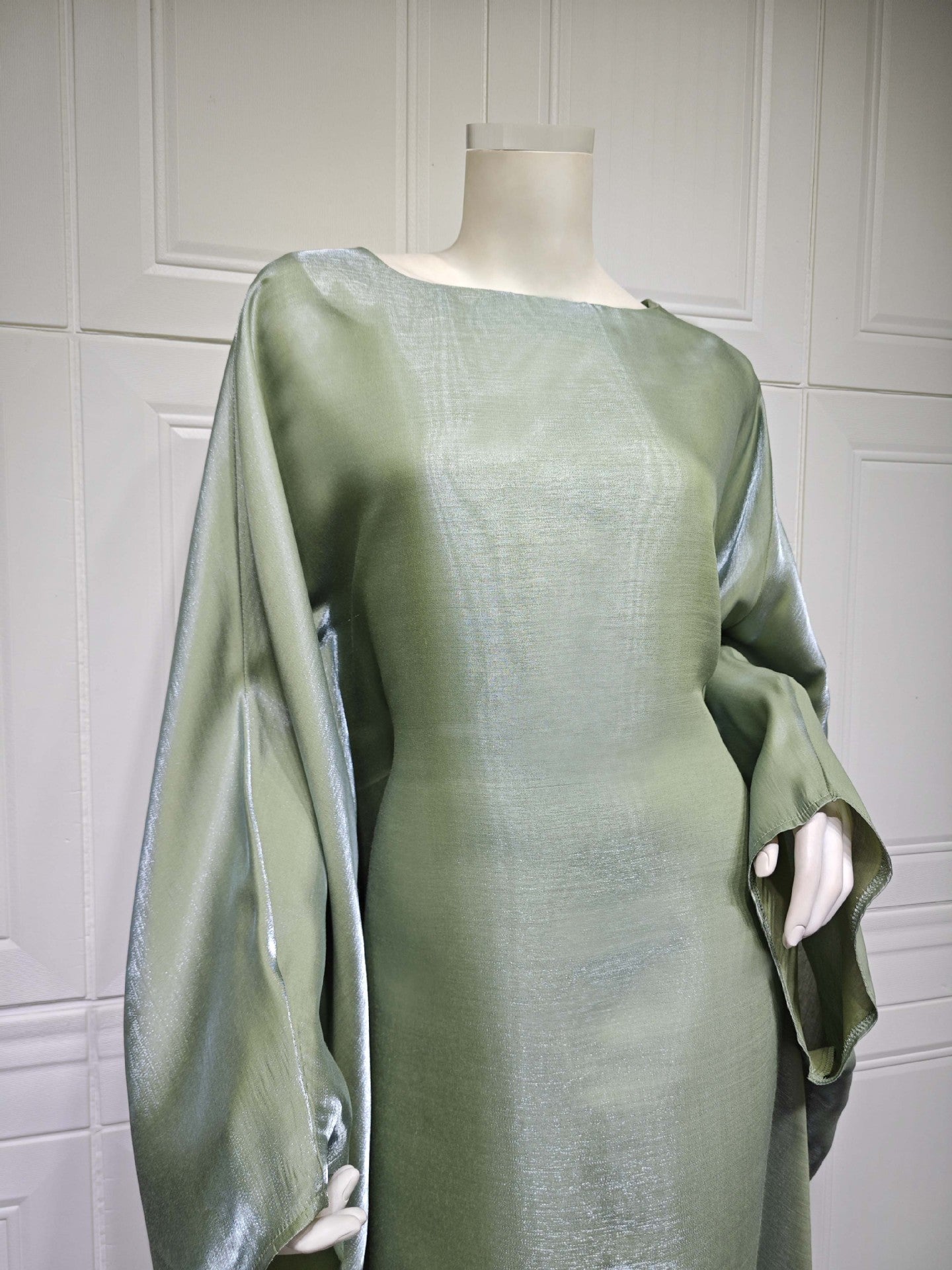 Shiny Satin Belted Maxi Dress