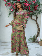 Printed Rhinestone Maxi Dress