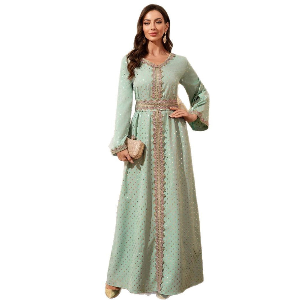 V-Neck Belted Maxi Dress
