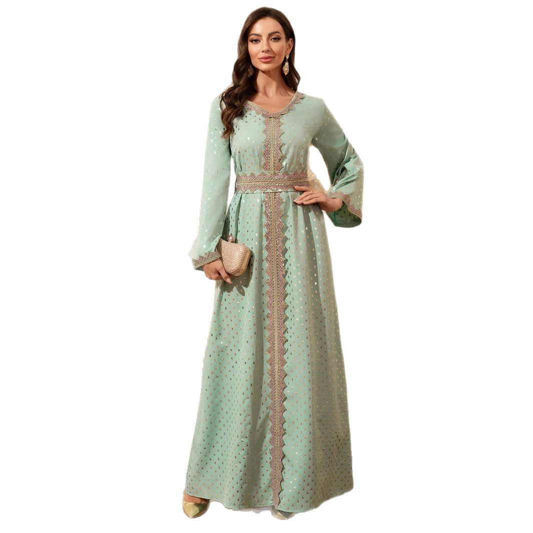 V-Neck Belted Maxi Dress