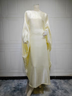 Shiny Satin Belted Maxi Dress