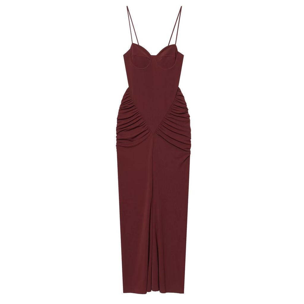 Pleated One-Shoulder Maxi Dress for Women, Fitted A-Line