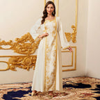 Embroidered Champagne Robe Maxi Dress