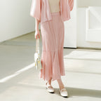 Pleated A-Line Fishtail Maxi Skirt for Women, One Size