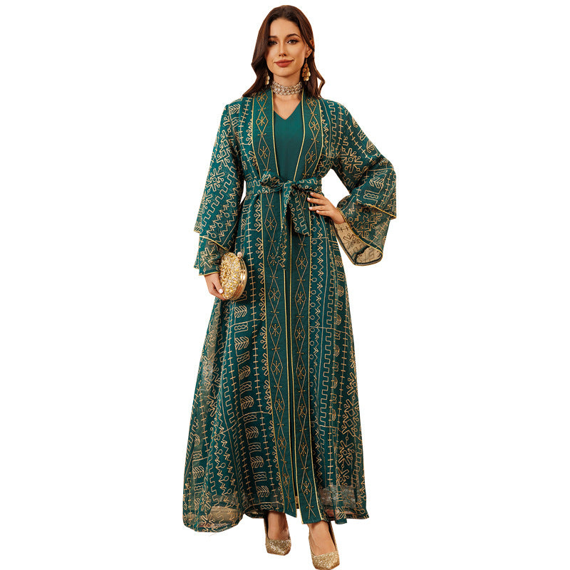 Mesh Embroidery Two-Piece Maxi Dress Main image