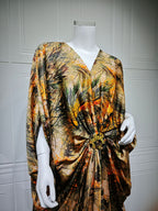 Printed Crew-Neck Maxi Dress